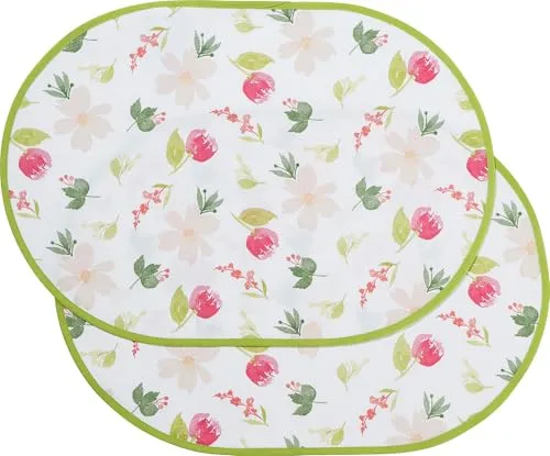 Erwin Müller Tischset 2er-Pack abwaschbar rosa-grün Größe oval: 35x50 cm