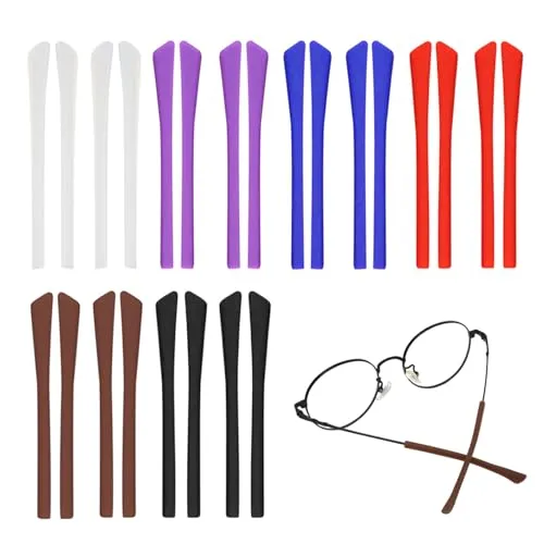 Paar 6 Farben Silikon Brillenhalter Anti-Rutsch-Abdeckung für Brillen Ohrbügel Weiche Ersatzspitzen für Alltag, Arbeit und Outdoor-Aktivitäten, mehrfarbig, One size 12