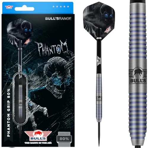 Bull's Phantom Grip 80% Tungsten Steel Dart - 25 Gramm - Präzisionsgefertigter Dart für ernsthafte Spieler