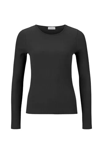 rich&royal Damen Organic Rippshirt schwarz Langarm NOS Rib LS, Größe:M