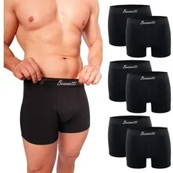 Benonetti Boxershorts weich, langlebig & atmungsaktiv, kein Aufrollen (6 Paar, 6-St., Packung, 6er-Pack) Mit Komfortbund und Logo, ohne kratzenden Zettel schwarz XL