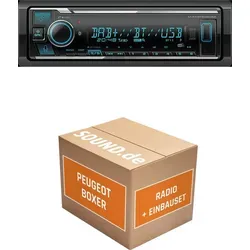 Kenwood KMM BT508DAB Autoradio Einbaupaket für Peugeot Boxer - Komplettset für den einfachen Austausch des Autoradios in Ihrem Peugeot Boxer (05/2014-11/2021). Inklusive Kenwood KMM BT508DAB, Lenkradinterface und Phantomspeisung für optimalen Empfang.