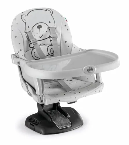 CAM Kinder Sitzerhöhung Idea | 7-fach höhenverstellbar für 0-36 Monate - Hochstuhl für Kinder von 0 bis 36 Monaten, 7-fach höhenverstellbar für optimales Sitzen, rutschfeste Basis und abnehmbare, waschbare Ablage für einfache Reinigung.