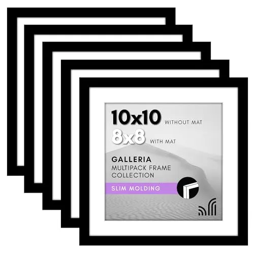 Produktbild Americanflat, Bilderrahmen, 25 x 25 cm, mit poliertem Plexiglas – 5er-Set, 20 x 20 cm Rahmen mit Passepartout oder 25 x 25 cm Fotos ohne Passepartout, Galleria Kollektion, Schwarz