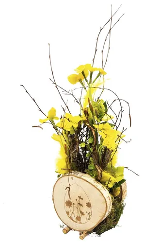 Produktbild Ostergesteck EI aus Birkenscheiben gelb 12x18cm H 55cm