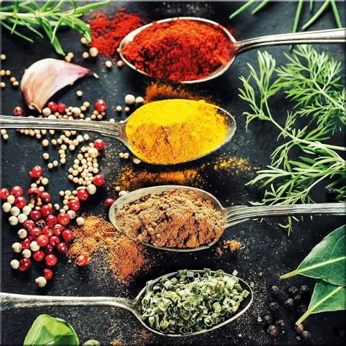 artissimo, Glasbild, 30x30cm, AG2051A, Spice I, Küchenbild mit Kräutern, bunt, Bild aus Glas, moderne Wanddekoration aus Glas, Wandbild Wohnzimmer modern