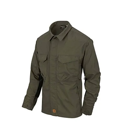 Helikon-Tex Woodsman Shirt taiga green/schwarz Größe L - Herren-Freizeithemden mit hohem Tragekomfort und Strapazierfähigkeit, ausgestattet mit elastischen Einsätzen und Belüftungsschlitzen für optimale Bewegungsfreiheit.