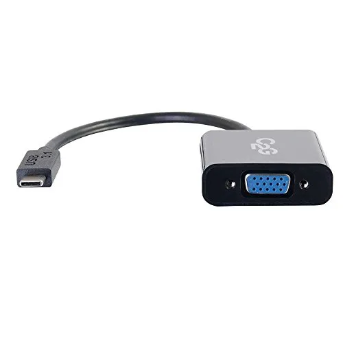 C2G USB-C-auf-VGA-Adapter fÃur Mac, Lenovo und mehr, Full-HD-USB-3.1-USB-C-auf-VGA-HD15-Adapter, schwarz