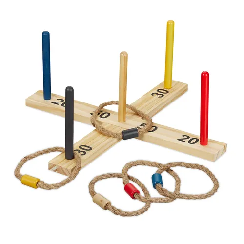 Ringwurfspiel Wurfspiel für Garten Gartenspiel 5 Ringe Holzmaterial Wurfspiel