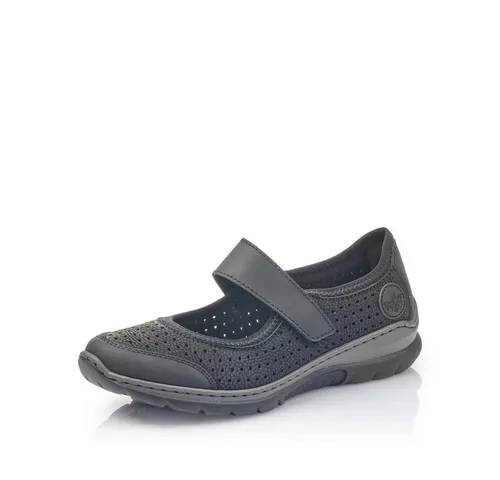 Rieker Sneaker, schwarz (00) - Bequemer Klettverschluss - Sneaker in Größe 42, Absatzhöhe 3.7 cm, aus hochwertigem Kunstleder mit praktischem Klettverschluss für einfachen Einstieg und optimalen Tragekomfort.