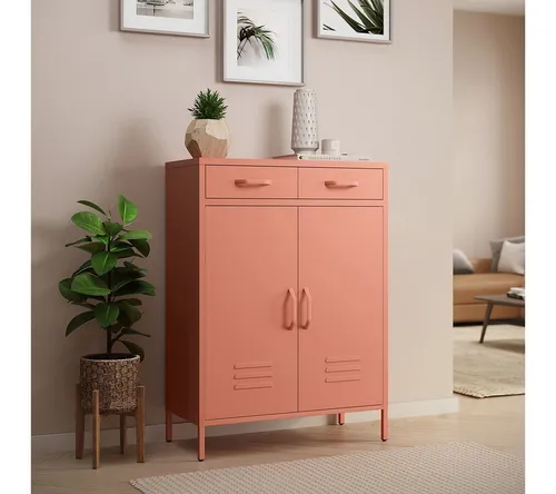 skølm Atria Metall Kommode – Terrakotta Sideboard im Industrial Style - Kommoden & Sideboards mit modernem Design, viel Stauraum und stabilen Ablageflächen – ideal für Flur oder Büro.