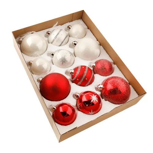 Weihnachtskugeln Christbaumkugeln Set rot 7 - 10 cm Ø Weihnachtsschmuck aus Glas