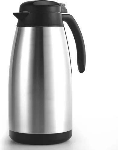 Thermoskanne 2.0L Edelstahl Vakuumisolierung Kaffeekanne Plunger 12h heiß 24h