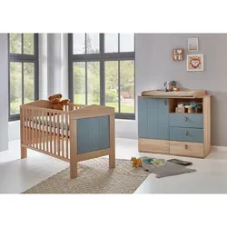 Arthur Berndt Babyzimmer Salbeigrün mit Wickelkommode und Babybett