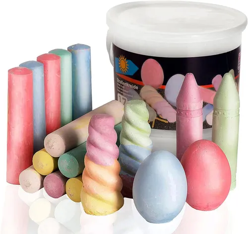 Smart-Planet Malkreide Malkreide Set 17 Teile – Abwaschbare Straßenkreide in 4 Formen Box, (17-tlg)