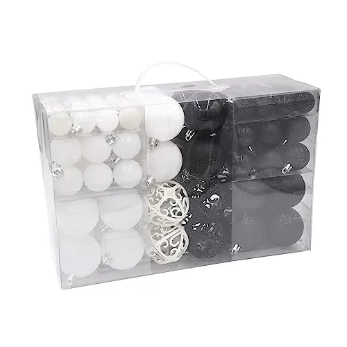 Stück Weihnachtskugel Schwarz Weiß Christbaumkugeln matt glänzend glitzernd Weihnachtsdeko 100