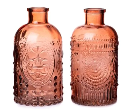 Glasvase Ornament, Vase orange H:12 cm (2er Set) in orange von itsisa