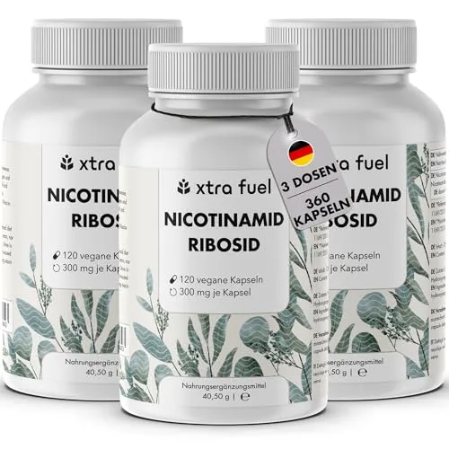 Nicotinamid Ribosid - Hochdosierte 360 Kapseln mit 300mg NR pro Kapsel - Vitamin B3 Präparat zur Unterstützung der Energieproduktion und Verringerung von Müdigkeit, vegan und laborgeprüft für höchste Qualität.