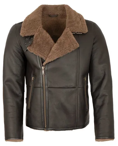 Jilani Lederjacke Aviator Jilani - Herren Lammfelljacke Lederjacke braun