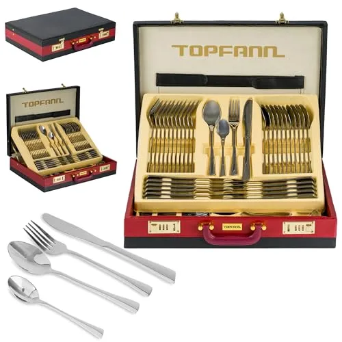 72-teiliges Edelstahl Besteckset für 12 Personen im Koffer