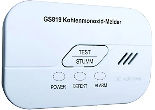 Jeising GS819 CO Melder mit 10 Jahre Elektrochemischer Sensor CO-Gas-Melder gemäß EN50291-1:2010 inklusiv austauschbarer Batterie