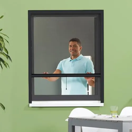 empasa Insektenschutz Rollo Fenster CLASSIC Fliegengitter Mückenschutz ausziehbar, aus PVC und schwarzem Fiberglas, einfache Montage, Selbstbausatz, individuell kürzbar, bis max. 150 x 220 cm