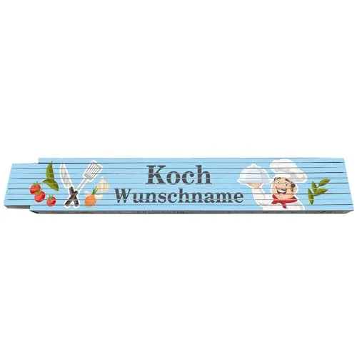 2m Zollstock - Koch - mit Wunschname - Text - Spruch - individuell personalisiert - Glieder-Maßstab - Meterstab bedruckt - für Männer Opa Papa Vatertag Wunschtext Weihnachten Baustelle