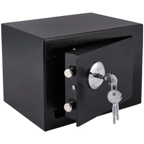 Sevico Tresor Safe Groß, Tresor mit Schlüssel Möbeltresor mit Schloss, Wandtresor für Zuhause, Geschäft, Büro, Hotel, Geld, Dokument, Schmuck, Reisepass 17x23x17cm