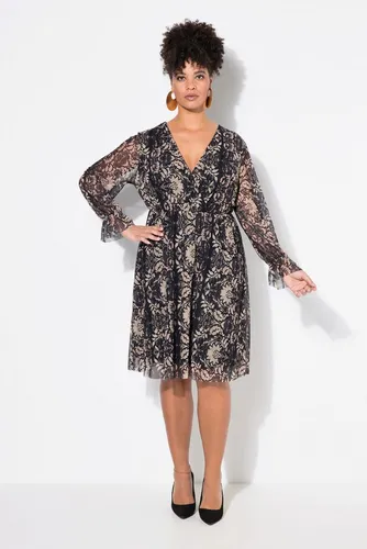 MIAMODA Jerseykleid Kleid A-Linie Mesh mit Alloverdruck Langarm