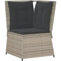 Garten-Ecksofa Grau aus PE-Rattan, 67x95x67 cm, modulares Design