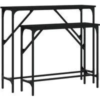 vidaXL Konsolentische 2 Stk. Schwarz Holzwerkstoff - Stylische Konsolentische für Flur oder Wohnzimmer, aus langlebigem Holzwerkstoff mit verstellbaren Beinen für extra Stabilität und industriellem Metallrahmen.