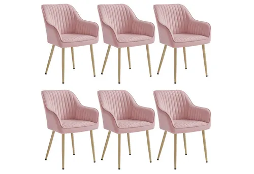 SONGMICS Polsterstuhl 4er-Set in Pastellrosa mit Metallbeinen - Elegante und bequeme Polsterstühle mit stabilen Metallbeinen, ideal für Esszimmer oder Wohnzimmer. Ergonomisches Design und dicke Polsterung für hohen Sitzkomfort.