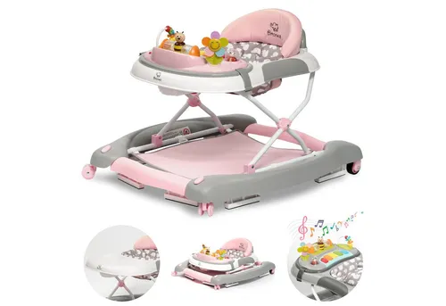 Bronea Lauflernhilfe 4-in-1 Lauflernwagen Gehfrei Baby Schaukel Lauflernhilfe Babywalker, Abnehmbares Spielpaneel