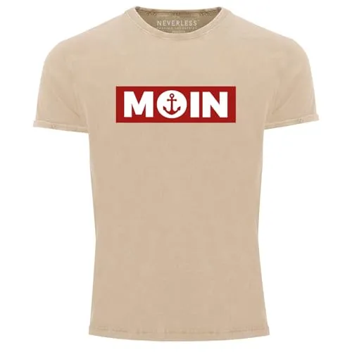 Neverless® Herren Vintage Shirt Moin mit Anker-Print - Stylisches Vintage Shirt mit norddeutschem Charme: lässiger Anker-Print und hochwertiger Baumwollstoff für optimalen Tragekomfort. Ideal für modebewusste Männer!