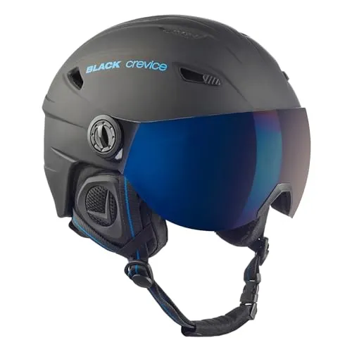 Black Crevice Erwachsene Skihelm Silvretta, mit Visier, schwarz/blau, XS