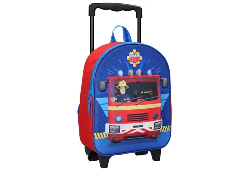 Vadobag Kinderrucksack Feuerwehrmann Sam 3D Trolley Rucksack - Schulranzen mit coolem Feuerwehrmann Sam Design, geräumigem Hauptfach und praktischen Rollen für müheloses Transportieren. Ideal für kleine Feuerwehrfans!