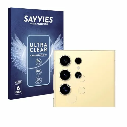 Savvies 6 Stück Schutzfolie für Samsung Galaxy S24 Ultra (NUR Kameraschutz) Displayschutz-Folie Ultra-Transparent