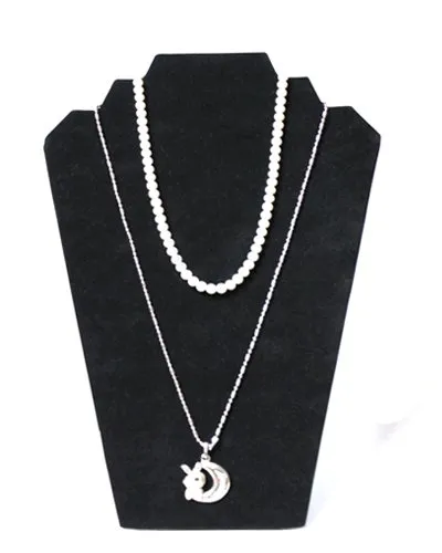 Yudu Kettenhalter Schmuckdisplay Schmuckbüste für Anhänger Ketten zusammenklappar(samt schwarz)