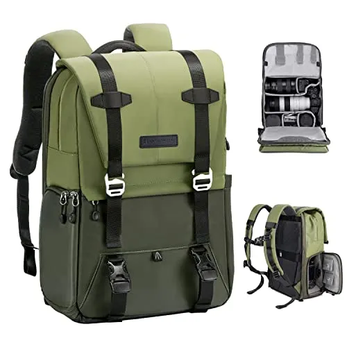 K&F CONCEPT Kamerarucksack 20L, Große Camera Backpack 15,6 Zoll Laptopfach, Spritzwassergeschutzt Fotorucksack mit Regenschutz, Kameratasche Groß für DSLR SLR