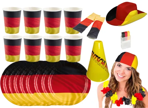 Amscan - großes Deutschland Fan-Set (23-teilig) EM WM Fanmeile Party Fußball