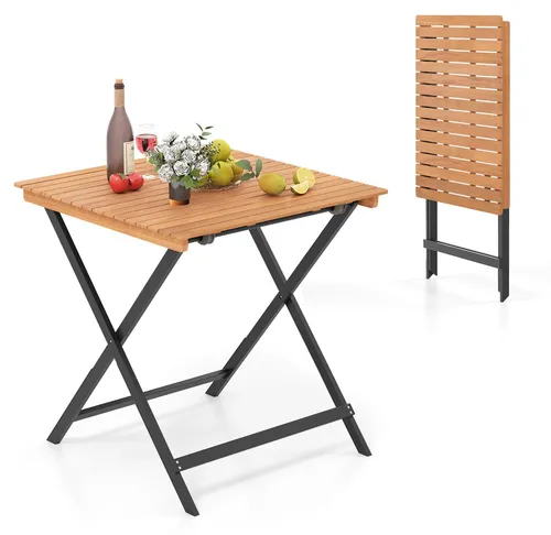 COSTWAY Klappbarer Gartentisch aus Akazienholz, 70x70 cm
