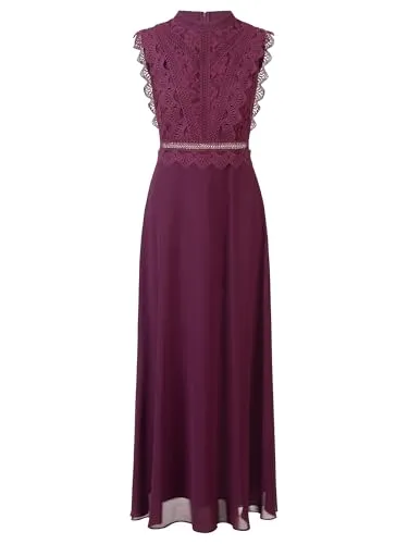 APART Fashion Damen Abendkleid mit Spitze und Maxikleid-Design