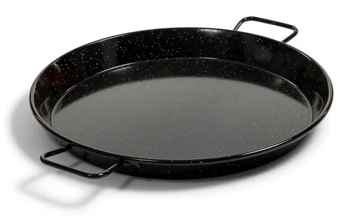 Garcima Paellapfanne emailliert Ø 55 cm mit Untersetzer - Emaillierte Paellapfanne Ø 55 cm für ca. 22 Rationen, ideal für Gas und Feuer. Inklusive variabler Untersetzer Ø 10-70 cm. Perfekt für gesellige Kochabende im Freien!