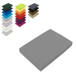 EXKLUSIV HEIMTEXTIL Jersey Spannbettlaken 60 x 120 cm Grau 100% Baumwolle Öko - Tex Zertifiziert Bed-Sheet Bettlaken Spannbetttuch