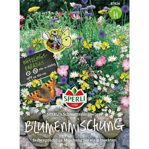 Sperli Premium Blumenmischung Samen Schmetterlingswiese | Wildblumen Samen | Wildwiese Samen| Blumenwiese Samen | Schmetterlingswiese Samen | Blumenwiese Mehrjährig 87826