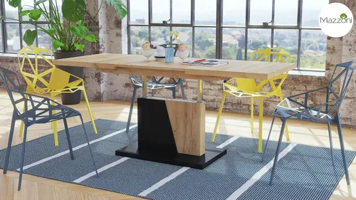 Mazzoni Grand Noir Ausziehbarer Couchtisch - Beistelltisch fürs Wohnzimmer mit praktischer Erweiterungsfunktion von 120 cm auf 180 cm. Höhenverstellbar für maximalen Komfort und ideal für kleine Räume.