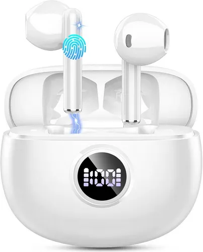 Drsaec Bluetooth 5.3 Kopfhörer mit ENC & 48H Akku In-Ear-Kopfhörer (Das kompakte Ladeetui mit LED Anzeige ermöglicht einfaches Aufladen und zeigt jederzeit den aktuellen Akkustand an., Noise Cancelling Headset mit LED Anzeige, USB-C & IPX7 Schutz)