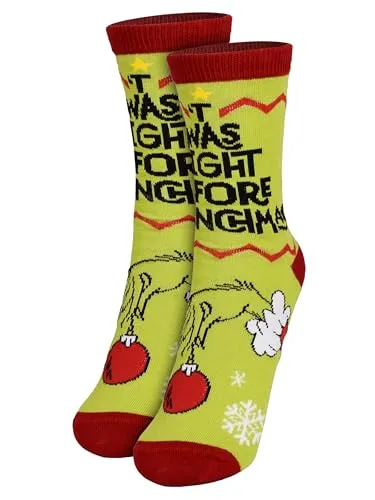 United Labels Grinch Socken für Damen, Grün, 35-38, Damensocken lustig Twas the night before Grinchmas, Weihnachtssocken, Grinch Strümpfe