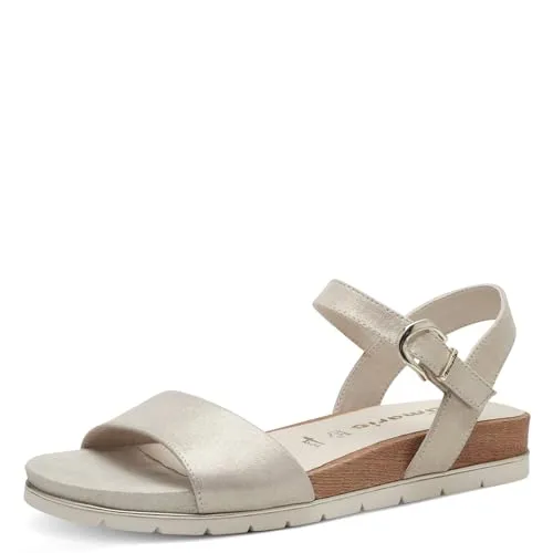 Tamaris Damen Sandaletten - Bequeme Sommerschuhe für jeden Anlass - Wanderschuhe: Flache Sandalen aus Leder mit Keilabsatz, ideal für entspannte Sommertage und Strandbesuche.
