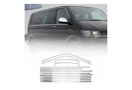 OMAC Zierleisten-Aufkleber für VW T6 T6.1 Transporter 2015-24 - Hochwertige 14-teilige Zierleisten für Ihren VW T6. Robustes Edelstahl-Material schützt vor Kratzern. Einfache Montage mit doppelseitigem Klebeband, langlebig und pflegeleicht.